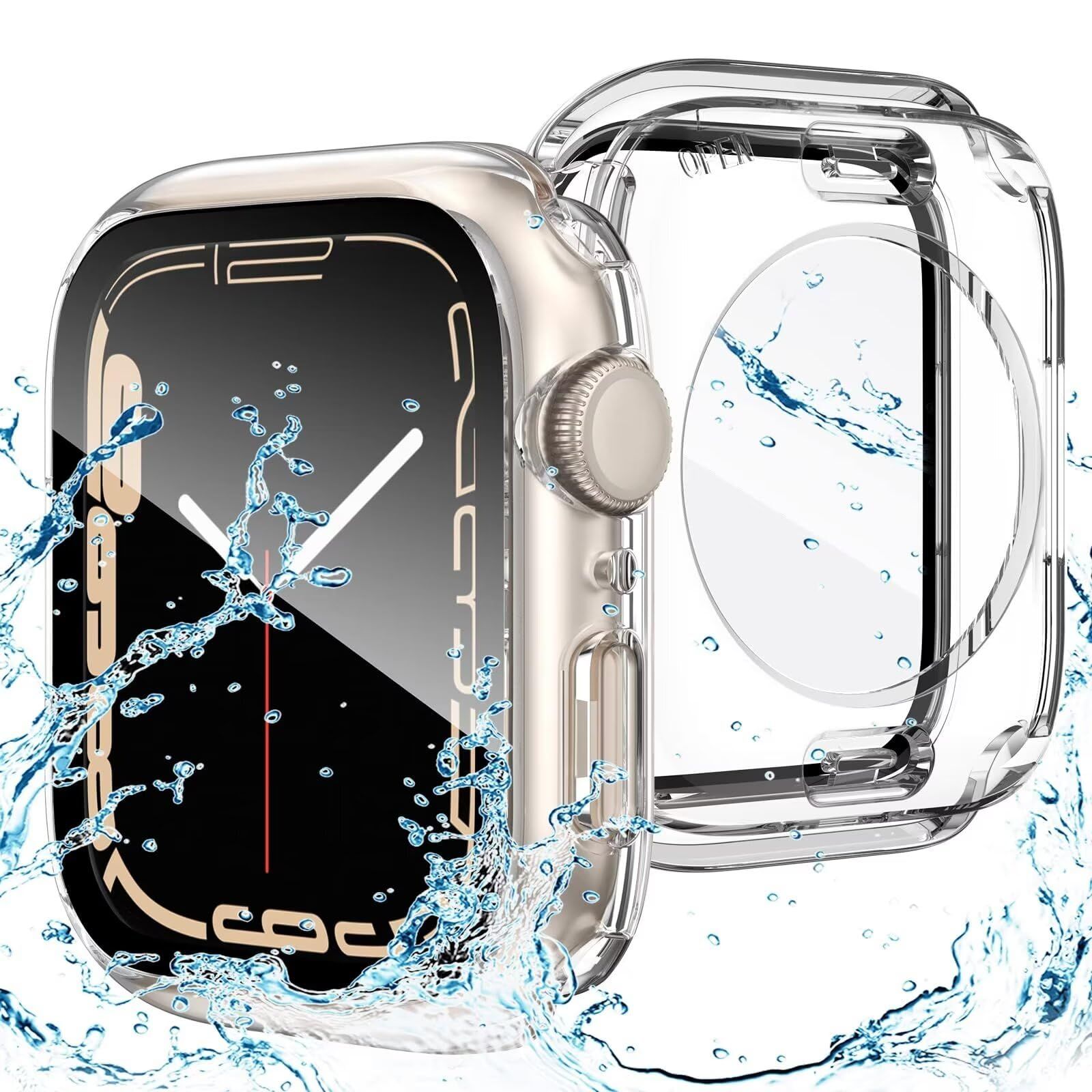 VEMIGON Waterproof Case for Apple Watch SE3/SE2/SE/Series 6/5/4 44mm with Tempered Glass Screen Protector, Full Coverage Hard PC Bumper Back Frame, Protective Cover for iWatch - (44mm Clear) VEMIGON Waterproof Case for Apple Watch SE3/SE2/SE/Series 6/5/4
