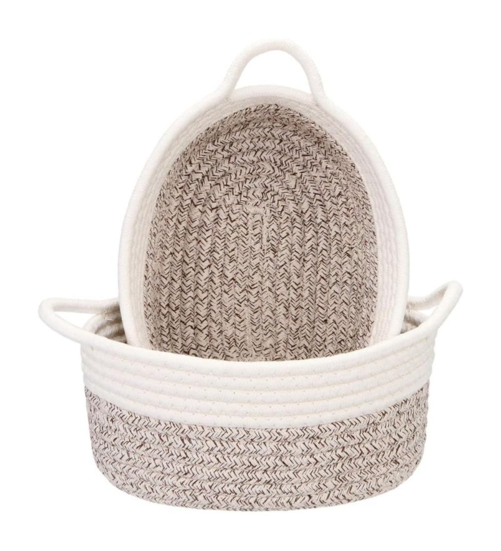 Generic Cotton Kidi 2 Pcs Storage Basket For Clothes (White)-PID66441