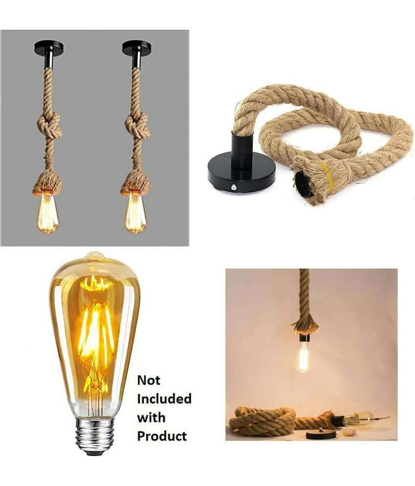 DAJUBHAI ROPE HANGING LIGHT Pendant Brown - Pack of 2