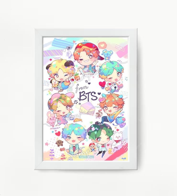 NOKKES Bts Army Bangtan Boy V suga J-Hope Jungkook Jin Jimin Rm 5X7 Inch Size Photo Frame Photo Home Office_EQW309