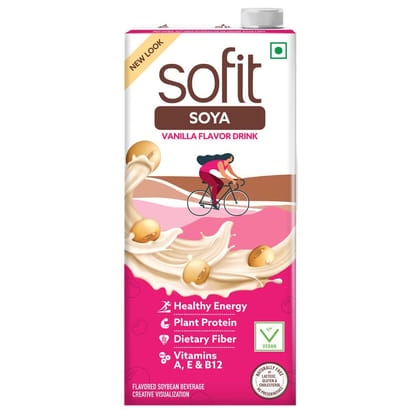 Sofit Soya Drink Vanilla, 1 ltr| Vegan Drink |Enriched with plant protein, dietary fibers, vitamins and calcium | Lactose Free | Gluten Free | Preservatives Free