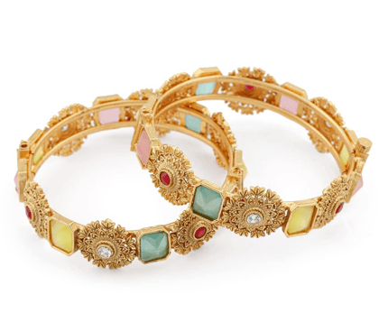 Rajwadi Matt Gold Plated Screw Openable Kada Bangles set of 2