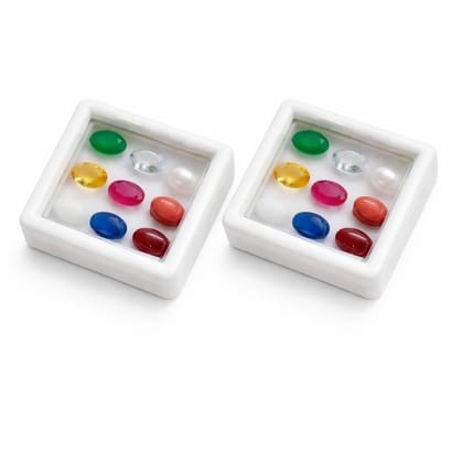 Navarathna Set Box for Bhoomi Pooja & Good Vastu | 7�5 mm | Pack of 2 Boxes (18 Stones) | Navratna 9 Stone Set as per Varna Shastra | Multi-Color Gemstones | ???? ???? Navarathna Set Box for Bhoomi Pooja & Good Vastu | 7�5 mm | Pack of 2 Boxes (18 Stones) | Navratna 9 Stone Set as per Varna Shastra | Multi-Color Gemstones | ???? ????
