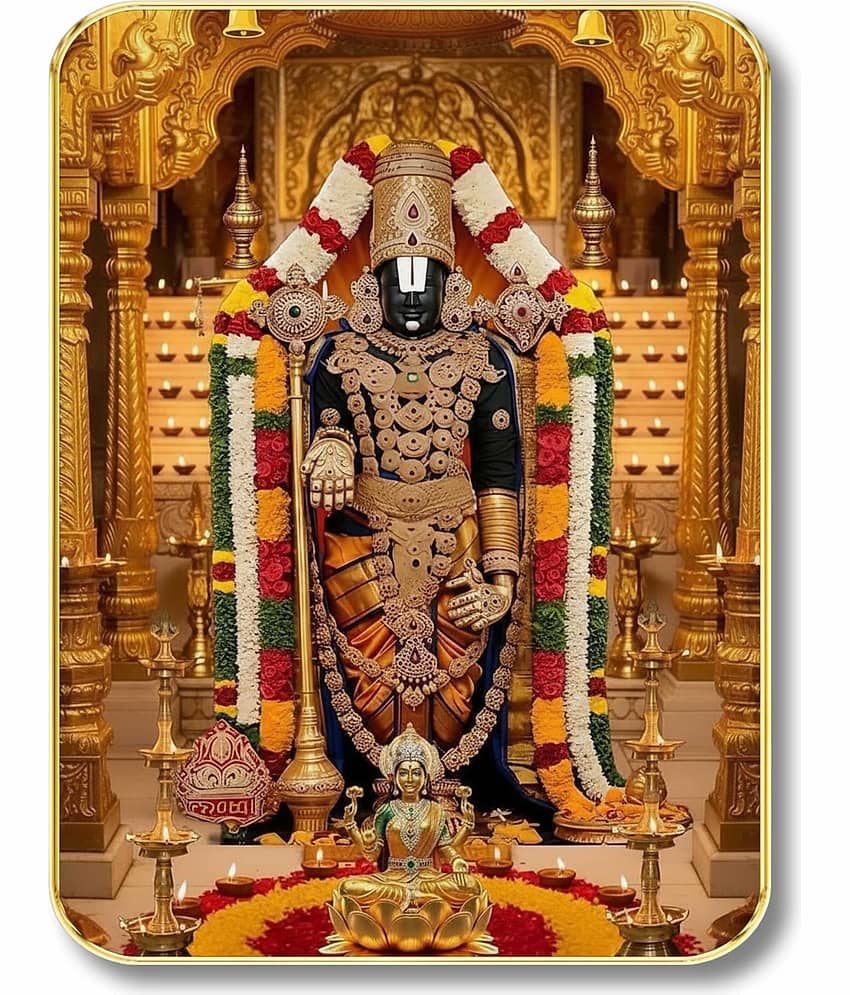 Livin'luxe Lord Venkateswara Tirupati Balaji MDF Wall Art with Table Top Stand