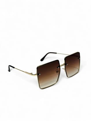 Mirrored Over-sized Sunglasses (Free Size)  (For Women, Brown)