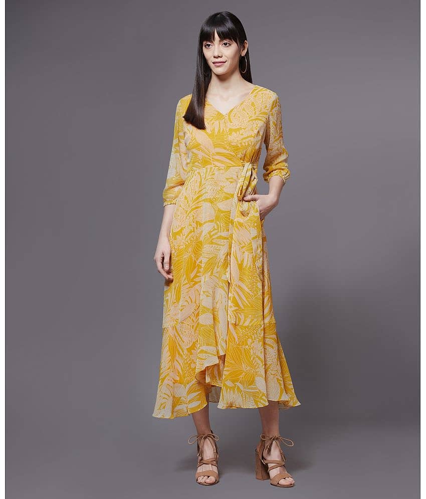 Miss Chase Women Chiffon Printed Fit & Flare Dress ( Multi Color )