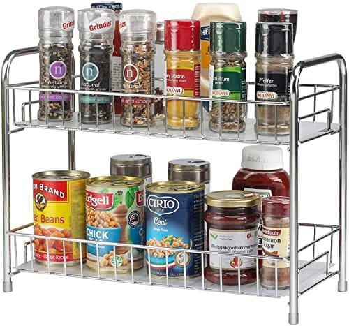 Lyrovo Countertop Organizer Organization, 2 Tier Moveable Corner Shelf for Kitchen, Bathroom, Spice Rack, 2