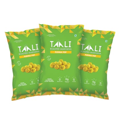 Taali Roasted Makhana With Pudina Pop, 60 gm Each - Pack of 3