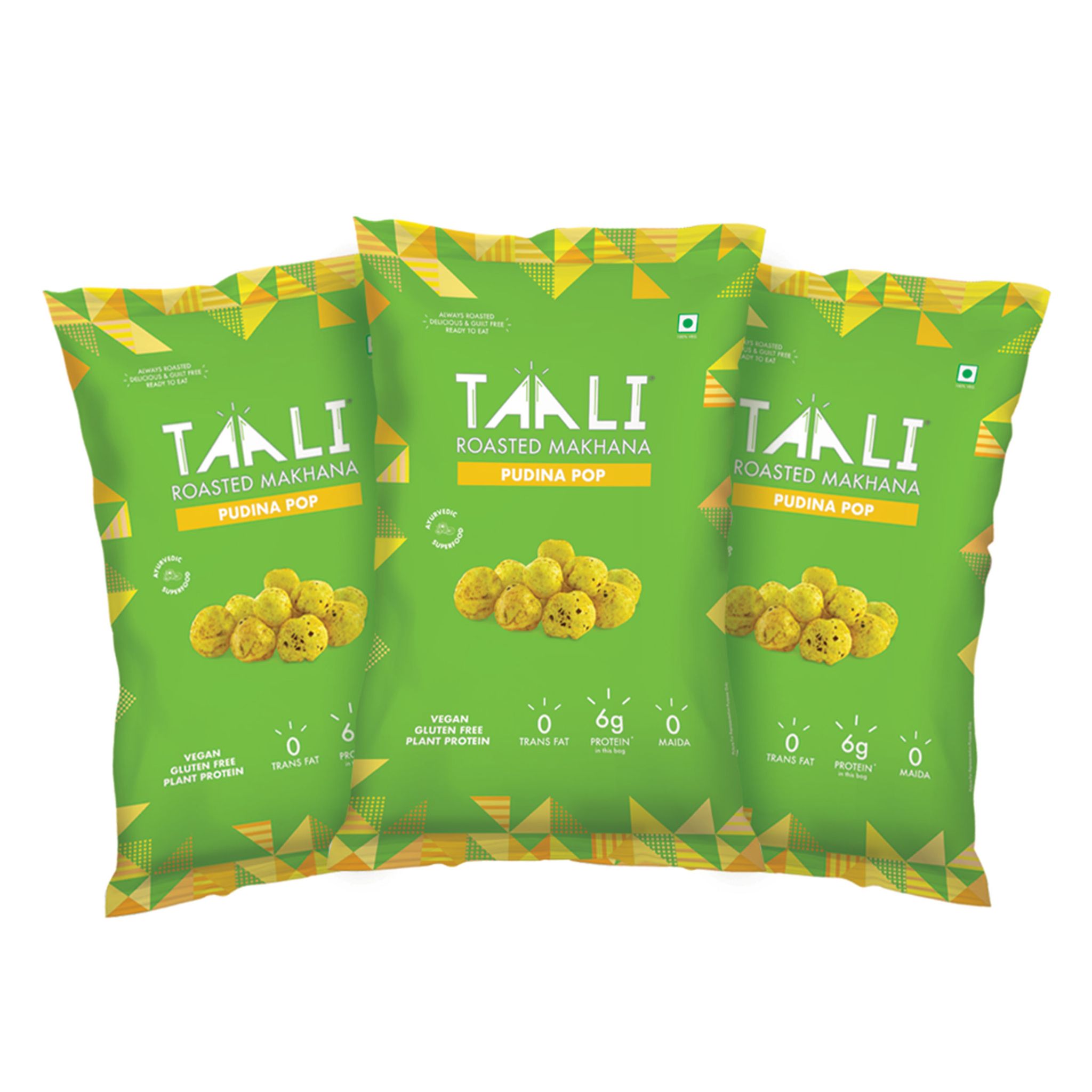 Taali Roasted Makhana With Pudina Pop, 60 gm Each - Pack of 3