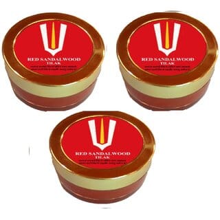 PACK OF 3 PRECIOUS RED SANDALWOOD TILAK MADE WITH PURE AND REAL RED SANDAL