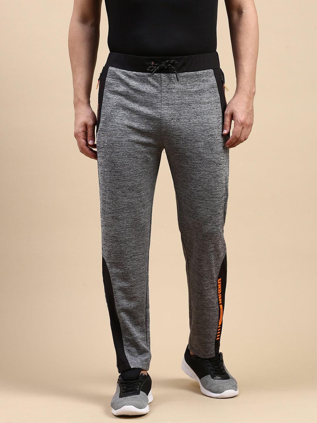 Classic Polo Men's Polyster Dark Gey/Black Slim Fit Active Wear Trackpant