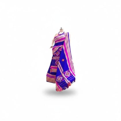 Blue and Pink Handwoven Traditional Saree