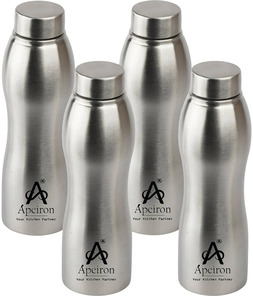 APEIRON Vactra pack of 4 Silver Stainless Steel Fridge Water Bottle 1000 mL ( Set of 4 )
