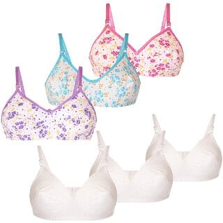 Minha Women's Cotton Non-Padded Bra - Pack of 6