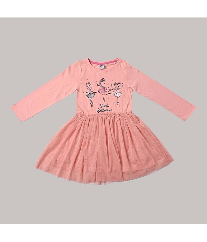 Cherry Tree Cotton Blend Frock For Girls ( Pack of 1 , PeachPuff )