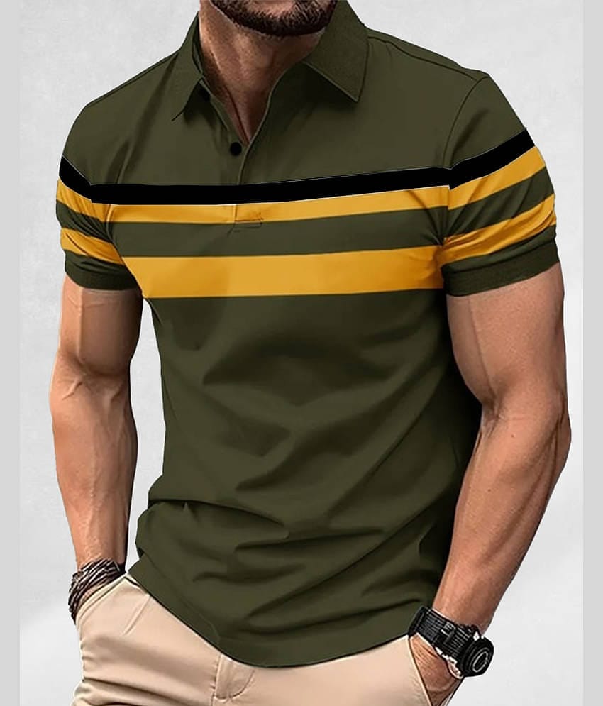 AUSK Men Cotton Blend Regular Fit Printed Polo T Shirt ( Peach )