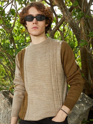 Contrast Panel Pullover Sweater Contrast Panel Pullover Sweater