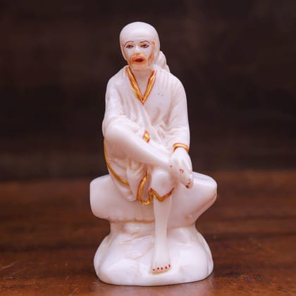 Craftlayout Marble Dust Sai Baba Idol, White 3 Inch Craftlayout Marble Dust Sai Baba Idol, White 3 Inch