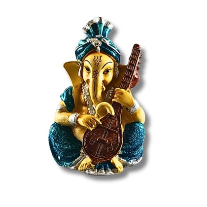 Saadhya Decors Ganesha Idol with Veena Resin Decor 12cm