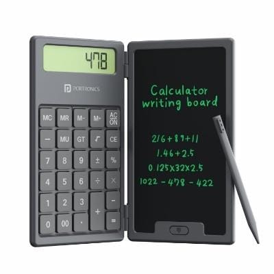 Portronics Ruffpad Calc 2-in-1 Calculator & LCD Writing Pad with 6.5 Inches Tablet, 12 Digits, Foldable Design, Stylus Pen for Students, Birthday Gift, Kids Toys, School, Office (Black) Portronics Ruffpad Calc 2-in-1 Calculator & LCD Writing Pad with 6.5 Inches Tablet, 12 Digits, Foldable Design, Stylus Pen for Students, Birthday Gift, Kids Toys, School, Office (Black)