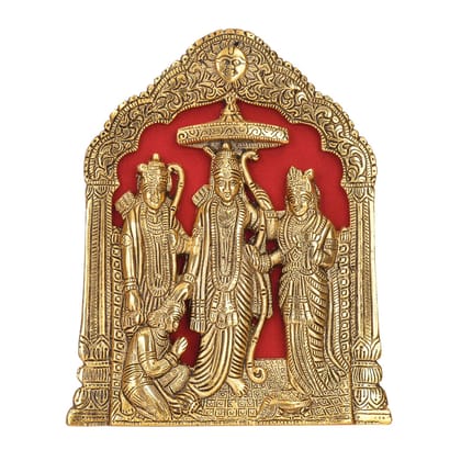 DreamKraft Antique White Metal Lord Ram Darbar Idol For Home Decor and Puja Article (25.4 cm x 15.24 cm) (Gold)