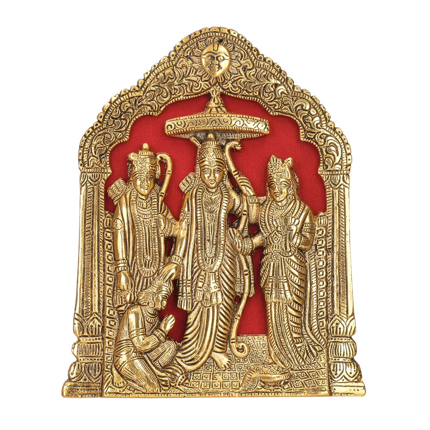 DreamKraft Antique White Metal Lord Ram Darbar Idol For Home Decor and Puja Article (25.4 cm x 15.24 cm) (Gold)