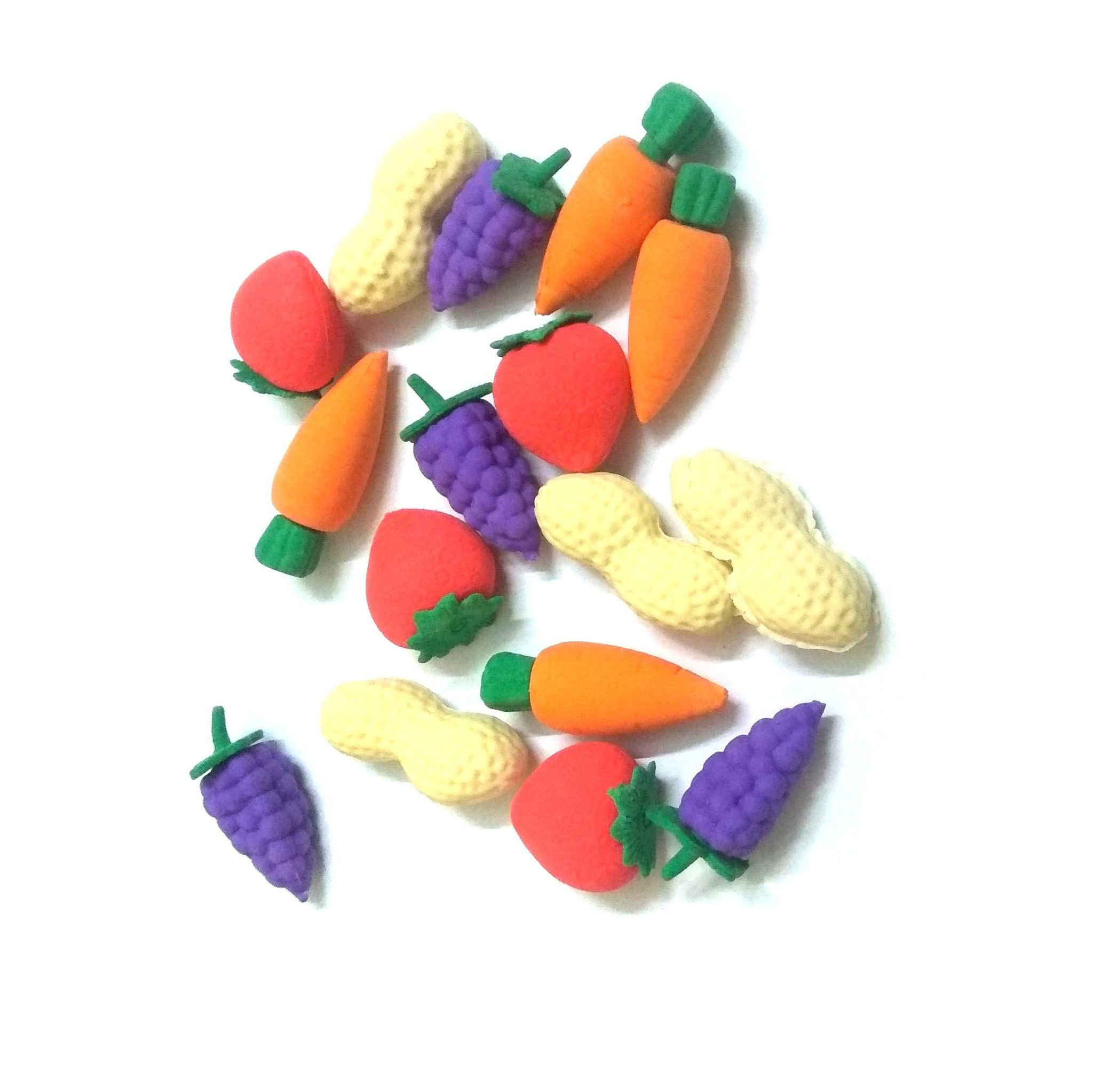Nawani Vegetable Eraser 1 Pouch Pack 4 Pic/Rubber Birthday Return Gifts for Kids (Pack of 4 Pouch)