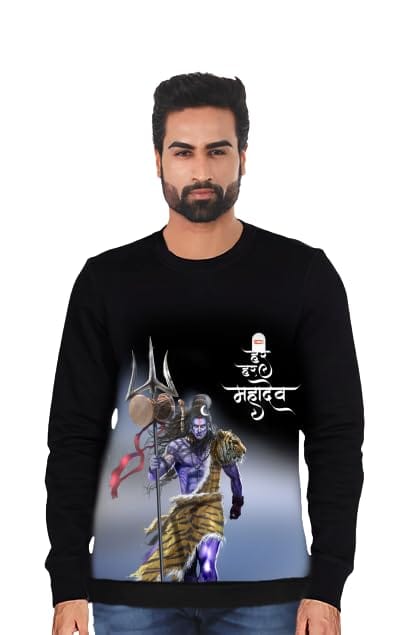 Vimanika Black Har Har Mahadev Shiva Sweatshirt from Sweatshirt by Vimanika Historical Apparels Pack of 1 Pcs