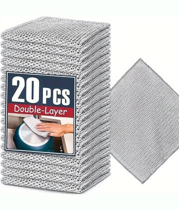 Lenon 20 Pcs Double-Layer Stainless Steel Regular Scrub