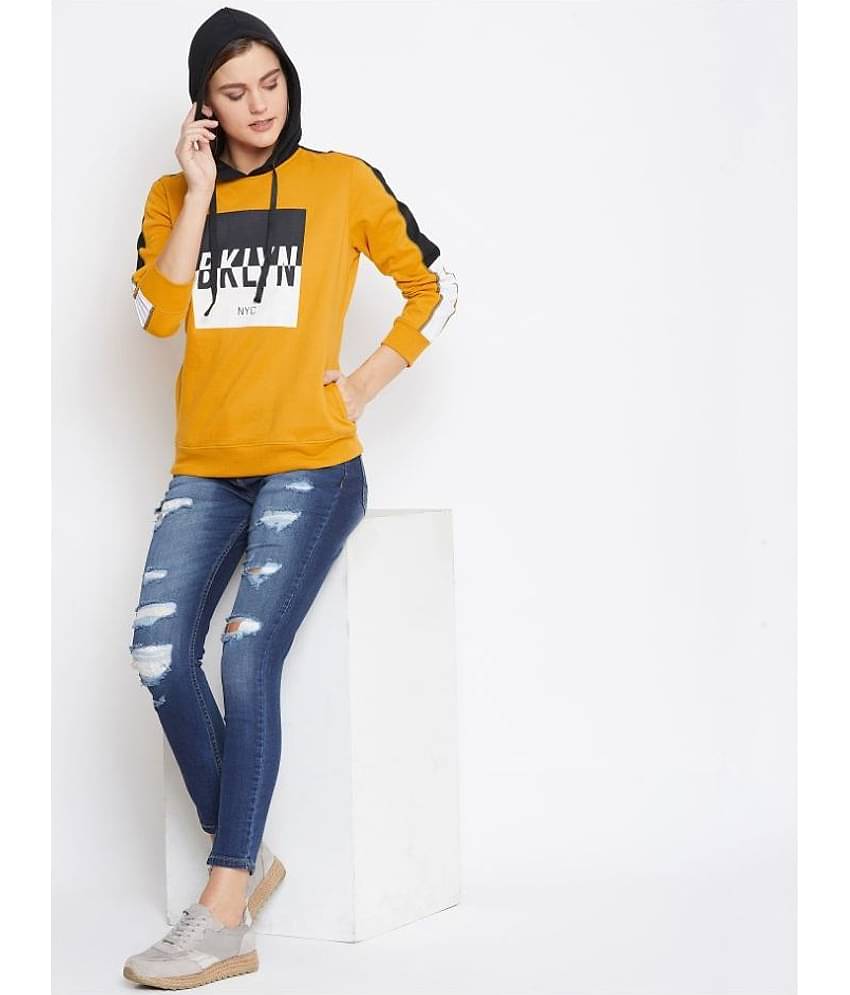 AUSTIN WOOD Cotton - Fleece Yellow Hooded Sweatshirt