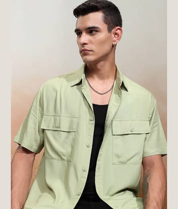 Highlander Viscose Oversized Fit Solids Half Sleeves Men's Casual Shirt - Light Green ( Pack of 1 )