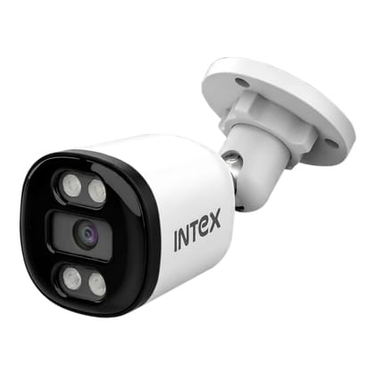 Intex AHD Bullet 2.4MP CCTV Security Camera with Built-in Mic | Full HD Outdoor Surveillance Camera | Wide Angle View | Night Vision Warm Light | Support All DVR | White