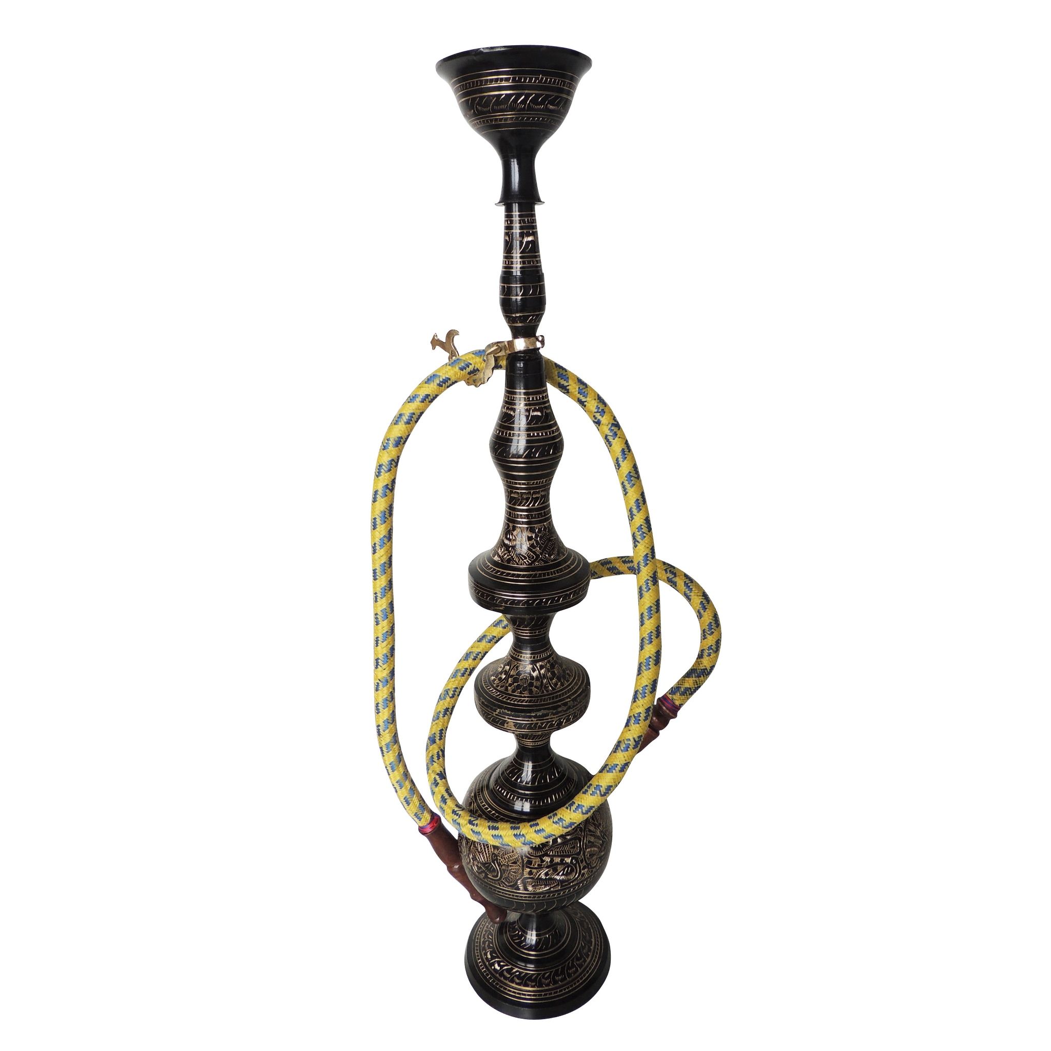 Brass Hookah | Handmade Metal Hukka, Height : 24.4 Inch (FMAS673 G)