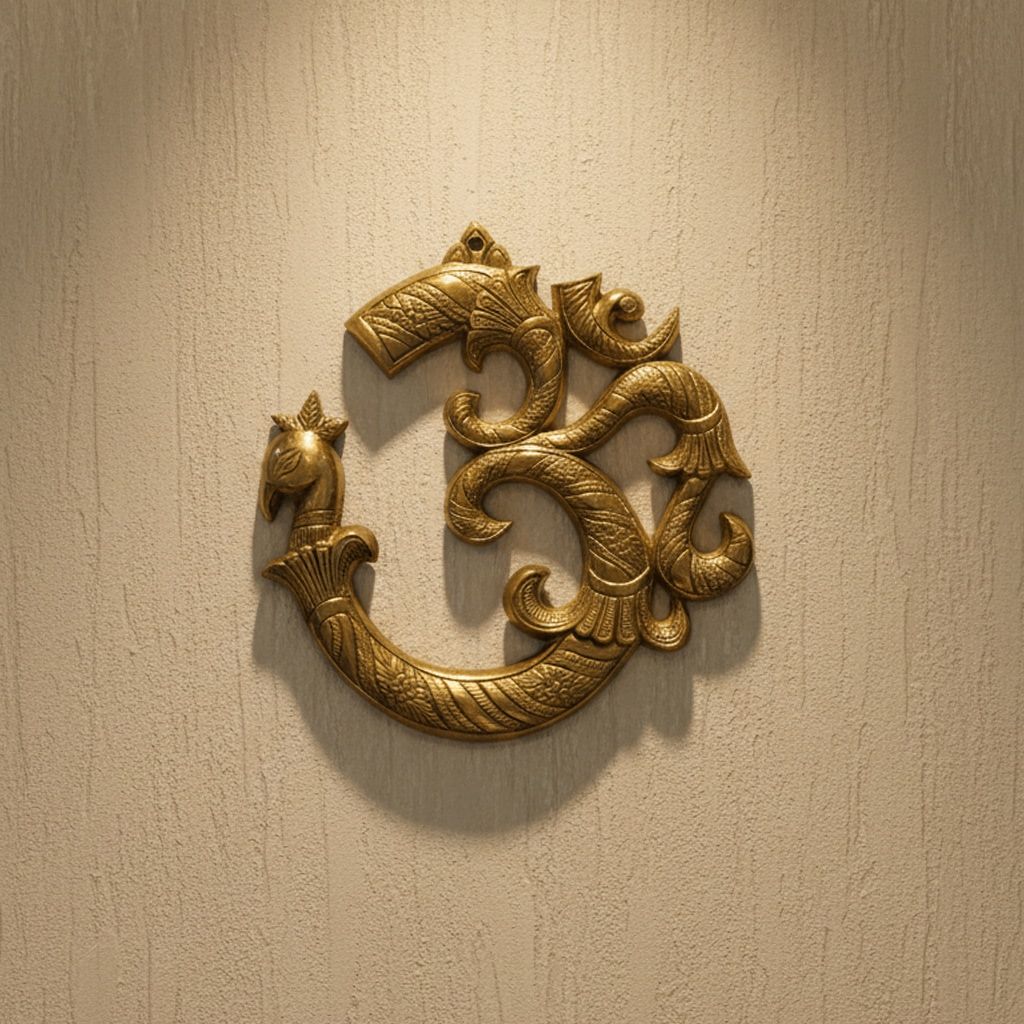 Brass Om Hanging Showpiece | Meditation Space Decor, Height : 10 Inch (FMAS786 G)