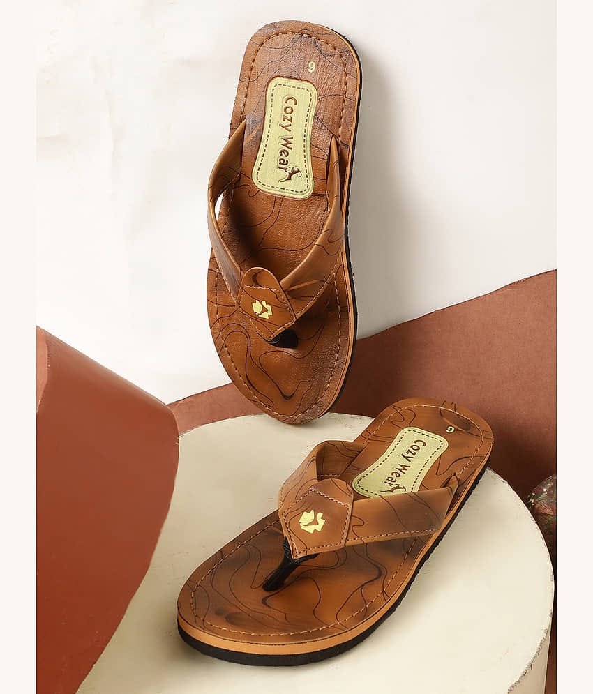 Cozy Wear Tan Men's Thong Flip Flop