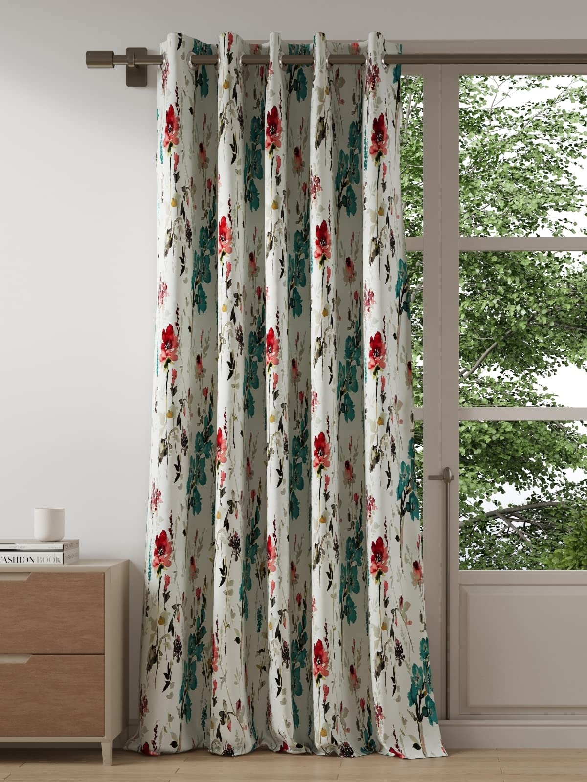 DDECOR - 100% PolyesterFloral PatternLarge Door 9 Ft|135 CM X 270 CM| - Turquoise