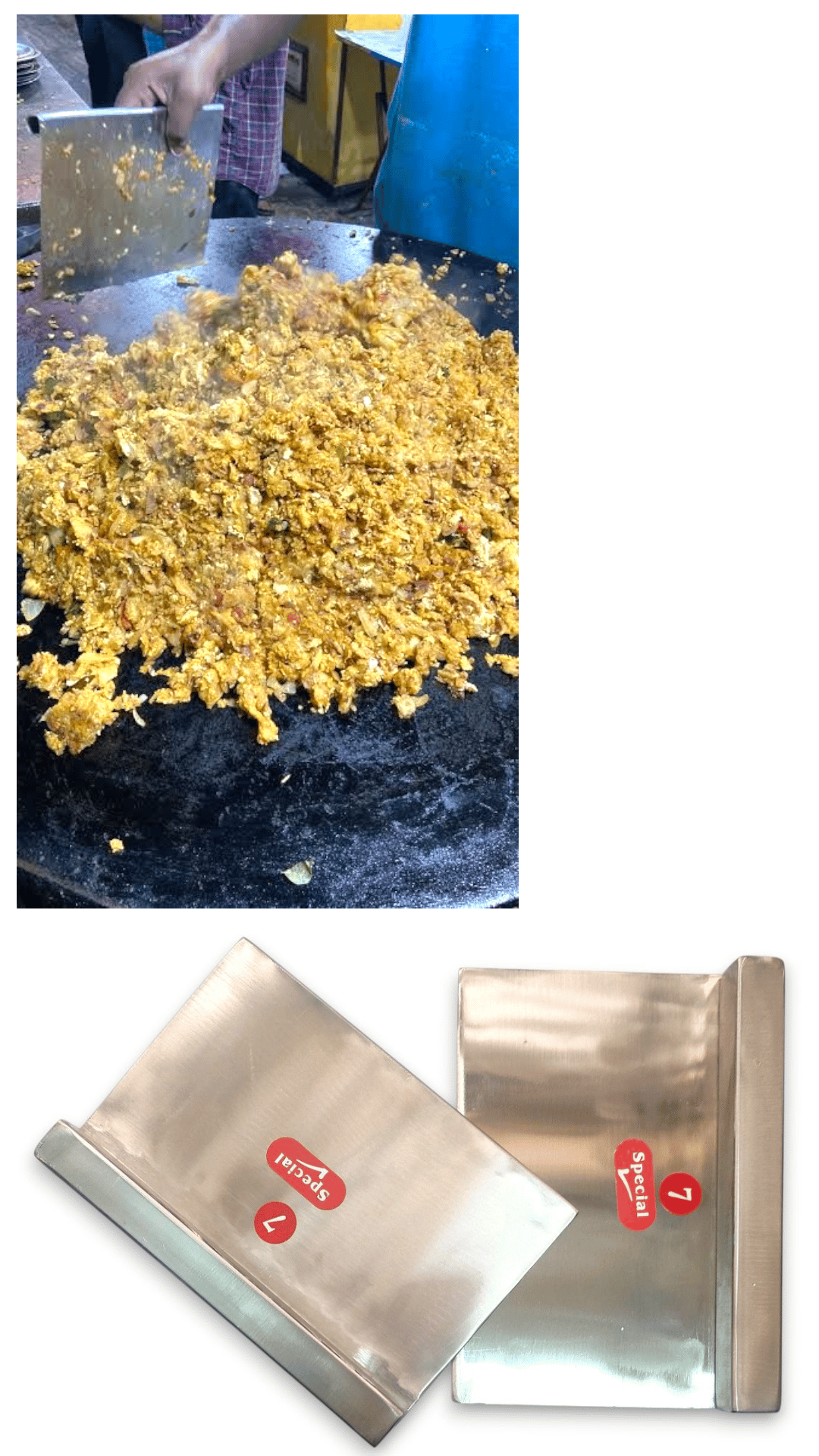 NAAYAGI - Stainless Steel kothu Parotta, Egg/muttai PARATTA Maker/Cuter, 18 cm Usable Edge, Kitchen Tool for Hotels and Catering, SLVER Color, 1 Set