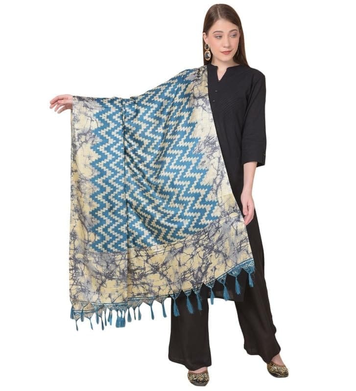 Women's Art Silk Printed Dupatta (Blue)-PID47018