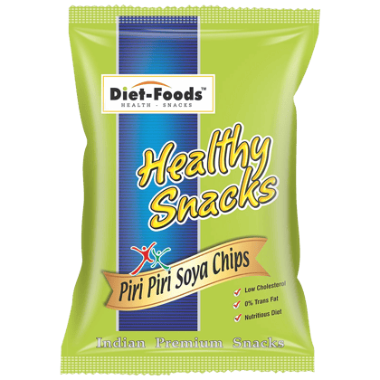 Diet Foods Piri Piri Soya Chips - Healthy Snacks, Low Cholesterol, High In Protein, No Trans Fat, 150 G Diet Foods Piri Piri Soya Chips - Healthy Snacks, Low Cholesterol, High In Protein, No Trans Fat, 150 G