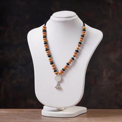 Multicolor Lambani Thread & Bead Work Coin Pendant Necklace