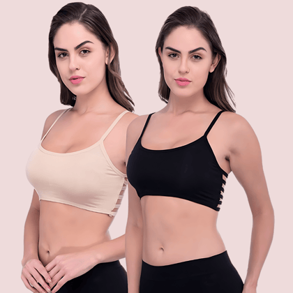 "Sexy" Pack Of 2 Sexy Back Stripe Bralette Bra "Sexy" Pack Of 2 Sexy Back Stripe Bralette Bra