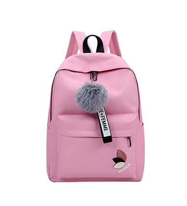 DARSHANS Unisex PU Leather Solid Medium Zipper Backpack (Pink)-PID65111