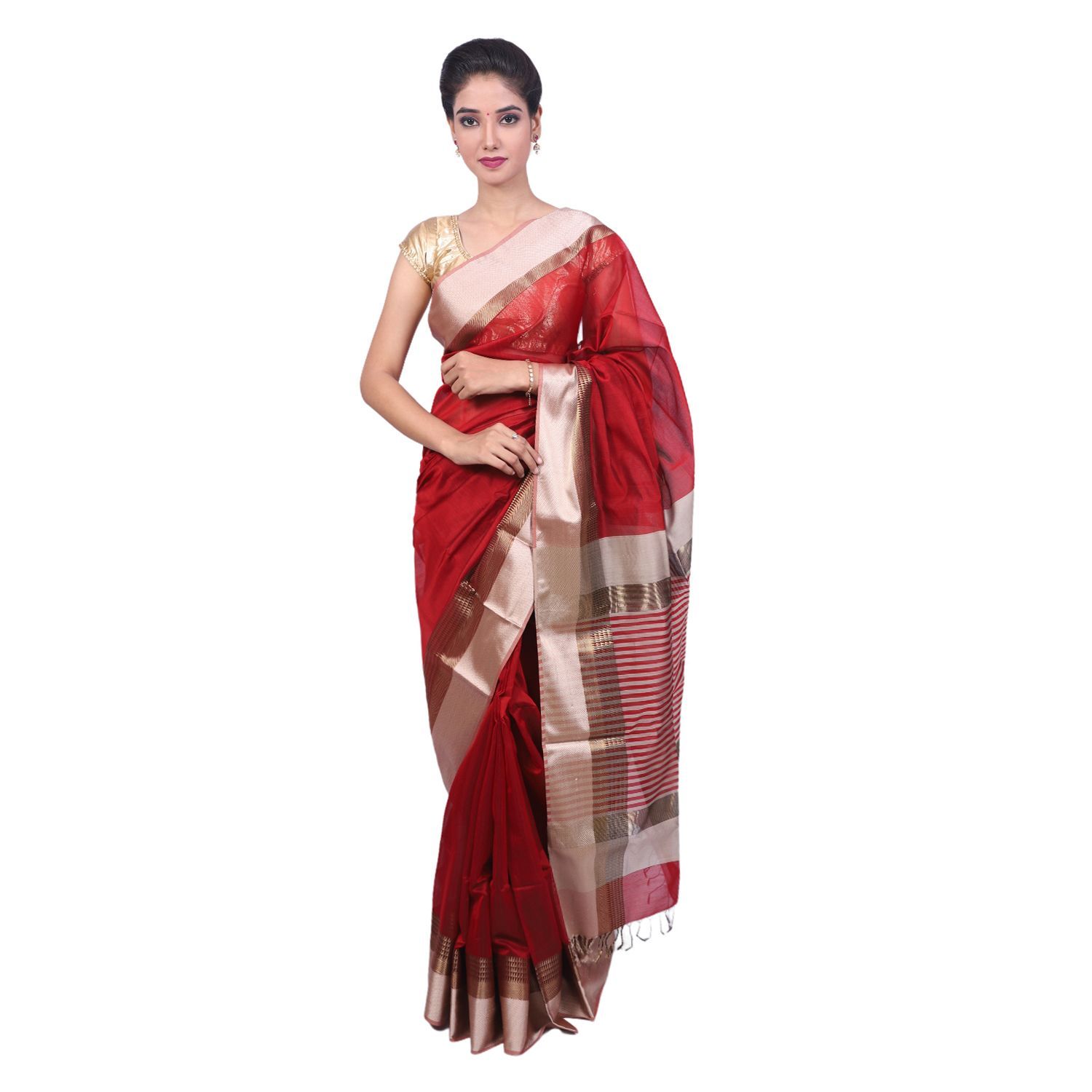HANDLOOM MAHESHWARI TRADITIONAL SAREE WITH BLOUSE (SKU - 3G0205010422 SAREE- 118)