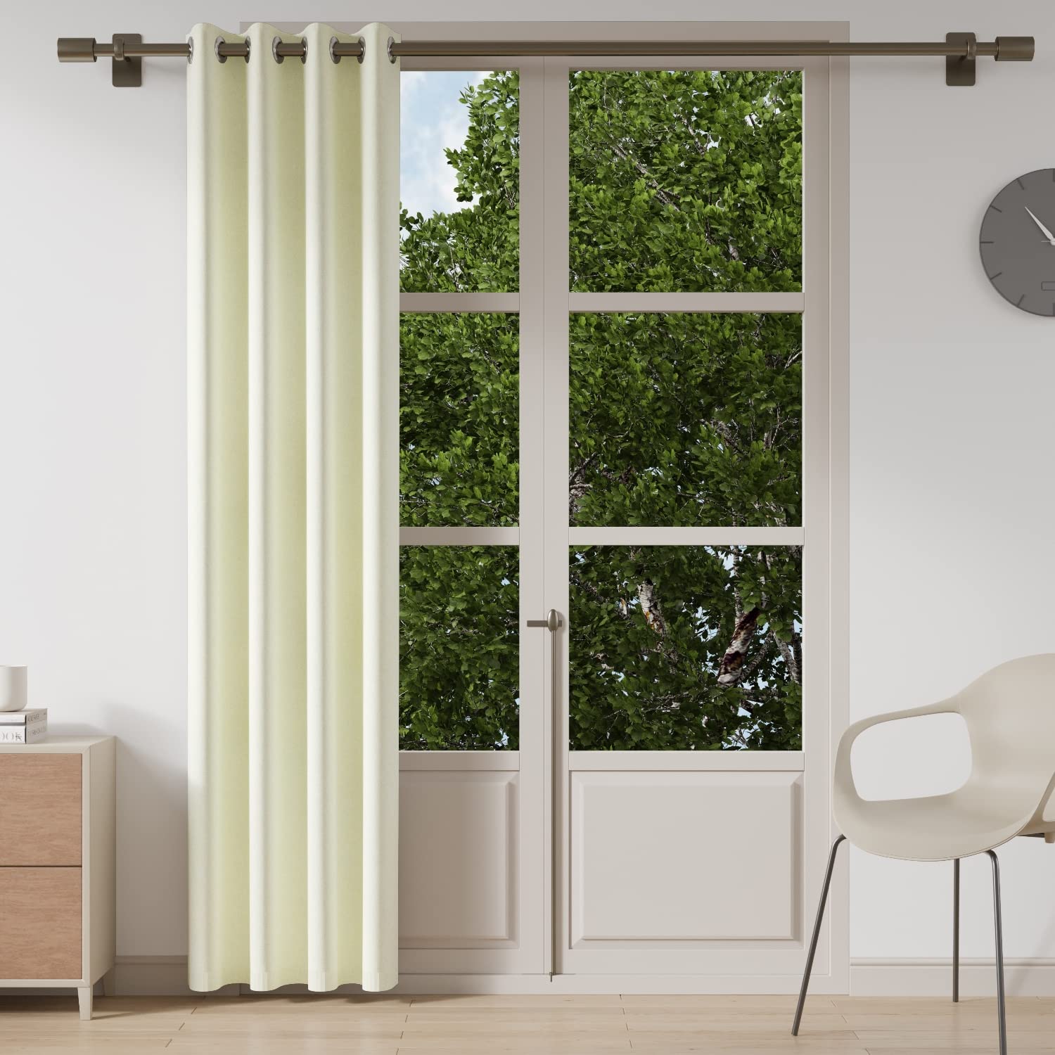 DDECOR - 100% PolyesterPlains And Textures PatternLarge Door 9 Ft|135 CM X 270 CM| - White