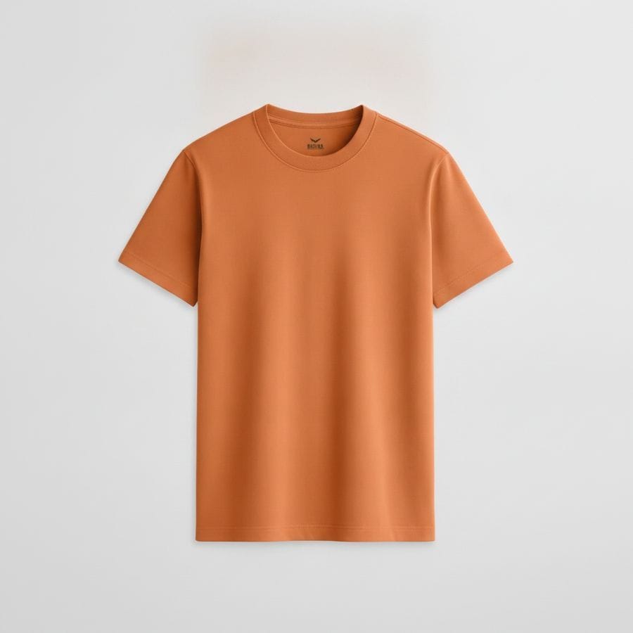Solid Crew Neck T-Shirt - Orange