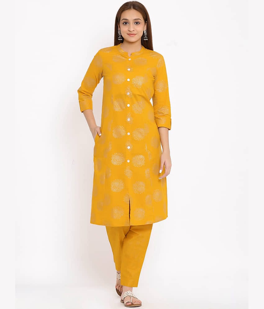 NeshamaKurti - Yellow Rayon Women's Front Slit Kurti ( Pack of 1 )