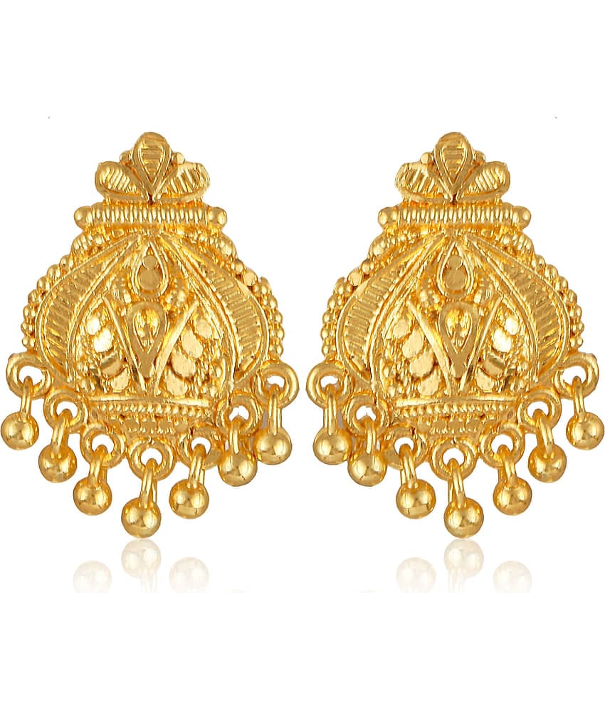 Vighnaharta Golden Stud Earrings ( Pack of 1 )