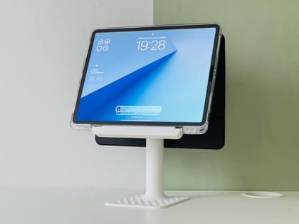 3D Printed Adjustable Tablet Stand for iPad & Tablets, Ergonomic Foldable Modern Desk Stand, White