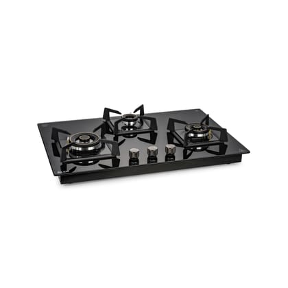 3 Burner DFVS Glass Hob with 2 Triple Ring Forged Brass Burners Auto Ignition (BH1073DFHT2TR77)