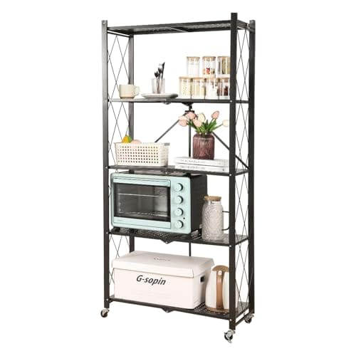 BonKaso Foldable 5-Tier Kitchen Storage Rack